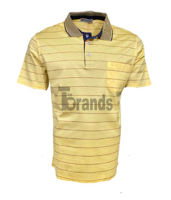 Polo classique  jaune rayé en fil de coton d'écosse